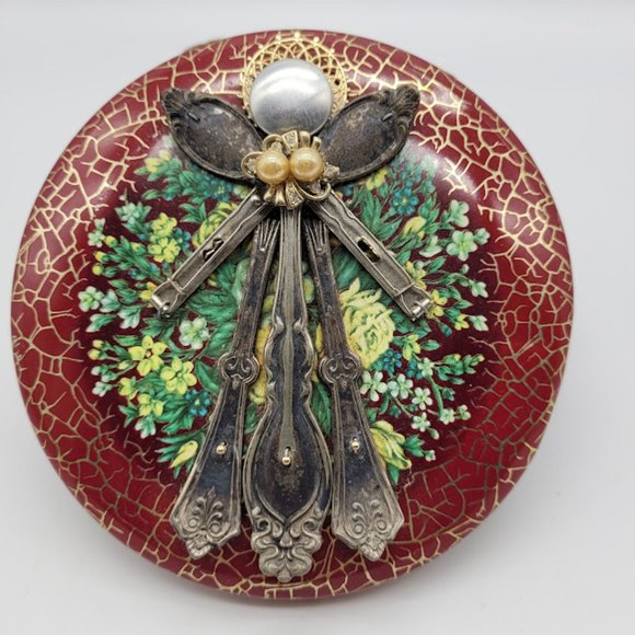 Vintage Handmade Silverware Jewelry Angel Wall Decor OOAK Fairy Gift Cottagecore - Picture 7 of 7